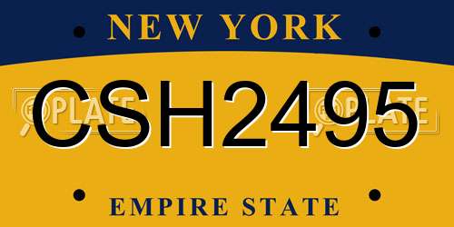 CSH2495 New York License Plate