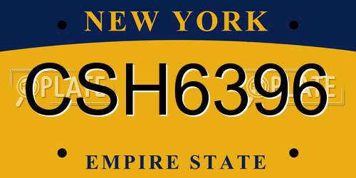 CSH6396 New York License Plate