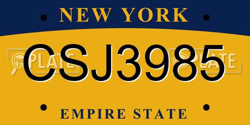 CSJ3985 New York License Plate