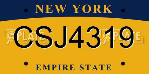 CSJ4319 New York License Plate