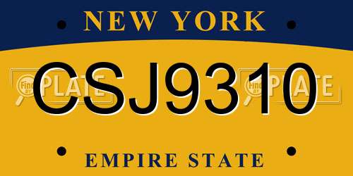 CSJ9310 New York License Plate