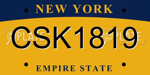 CSK1819 New York License Plate