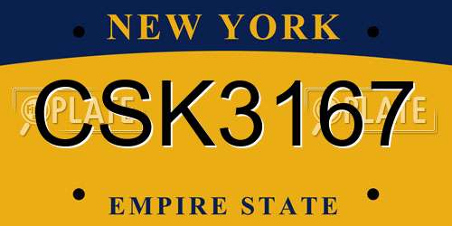 CSK3167 New York License Plate