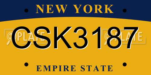 CSK3187 New York License Plate