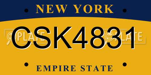 CSK4831 New York License Plate