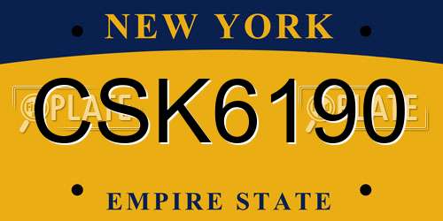 CSK6190 New York License Plate