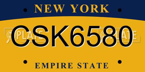 CSK6580 New York License Plate