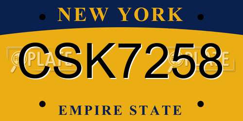 CSK7258 New York License Plate