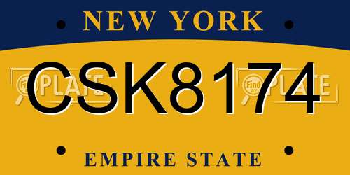 CSK8174 New York License Plate