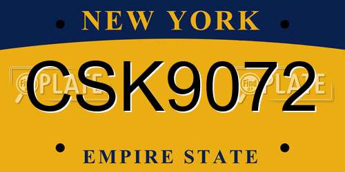 CSK9072 New York License Plate