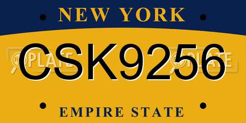 CSK9256 New York License Plate