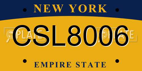 CSL8006 New York License Plate