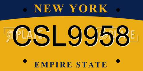 CSL9958 New York License Plate