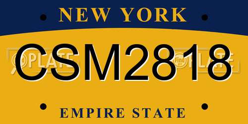 CSM2818 New York License Plate