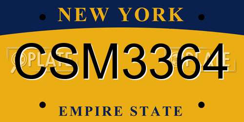 CSM3364 New York License Plate