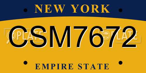 CSM7672 New York License Plate