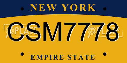 CSM7778 New York License Plate
