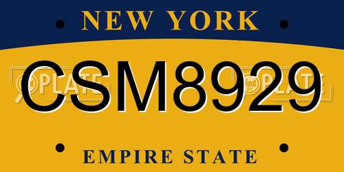 CSM8929 New York License Plate