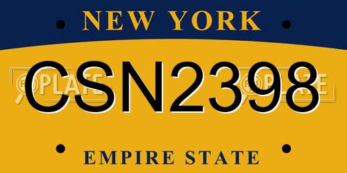 CSN2398 New York License Plate