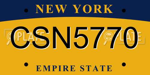 CSN5770 New York License Plate