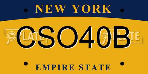 CSO40B New York License Plate