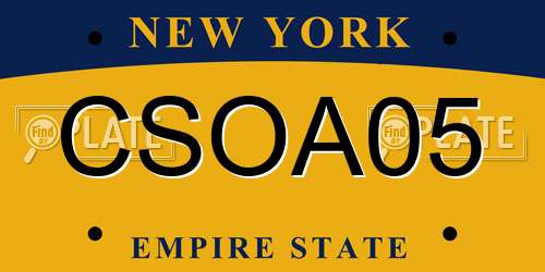 CSOA05 New York License Plate