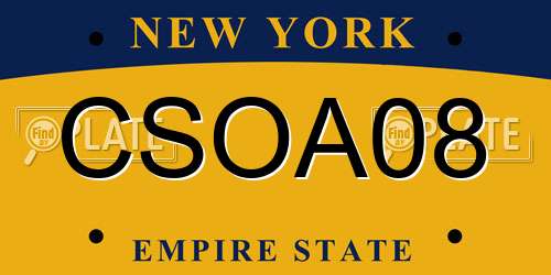 CSOA08 New York License Plate