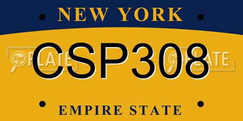 CSP308 New York License Plate