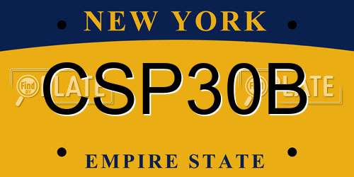 CSP30B New York License Plate