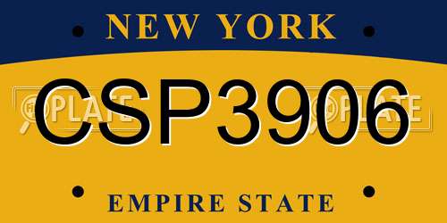 CSP3906 New York License Plate