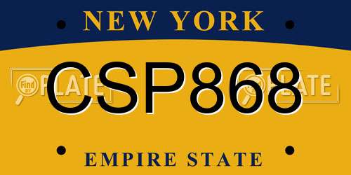CSP868 New York License Plate