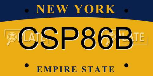 CSP86B New York License Plate