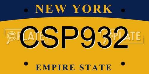 CSP932 New York License Plate