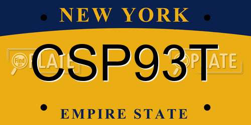 CSP93T New York License Plate