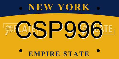 CSP996 New York License Plate