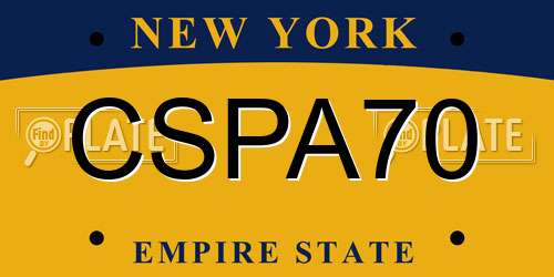 CSPA70 New York License Plate
