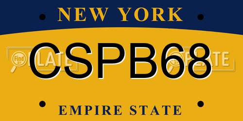 CSPB68 New York License Plate