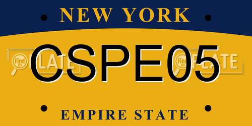 CSPE05 New York License Plate