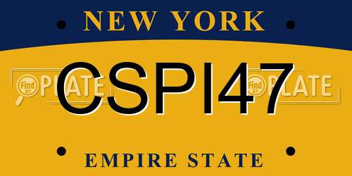 CSPI47 New York License Plate