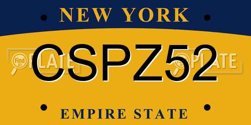 CSPZ52 New York License Plate