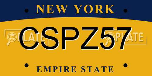 CSPZ57 New York License Plate