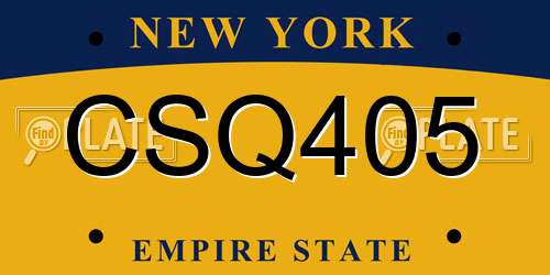 CSQ405 New York License Plate