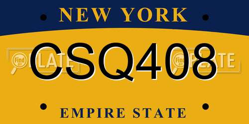 CSQ408 New York License Plate