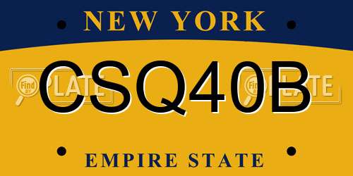 CSQ40B New York License Plate
