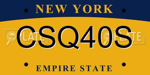 CSQ40S New York License Plate