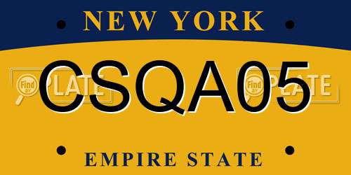 CSQA05 New York License Plate