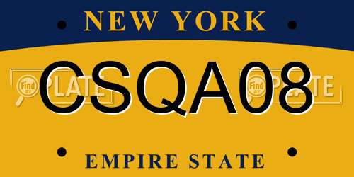 CSQA08 New York License Plate