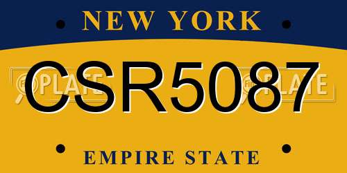 CSR5087 New York License Plate