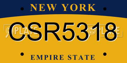 CSR5318 New York License Plate