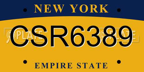 CSR6389 New York License Plate